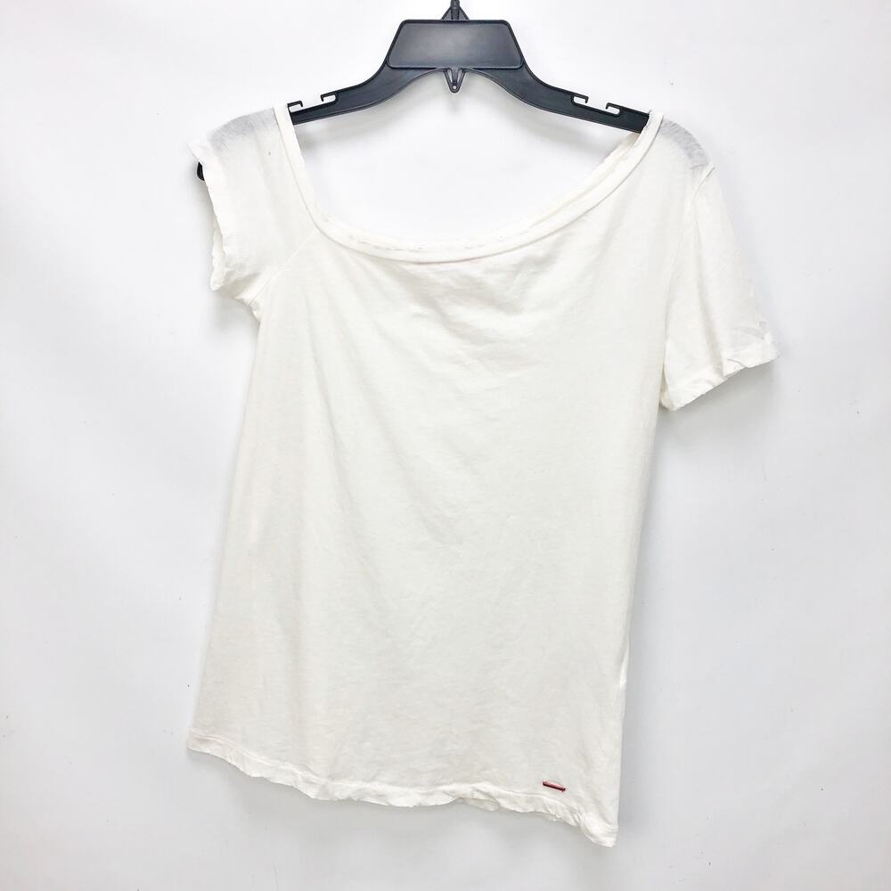 Anthropologie n:PHILANTHROPY Womens Slant Shirt Small White Cotton Short Sleeve